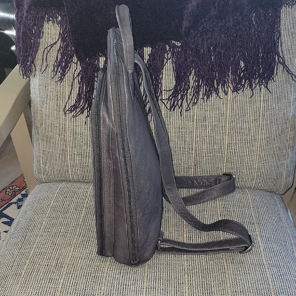 GRAY Leather Backpack - Picture 3 of 11
